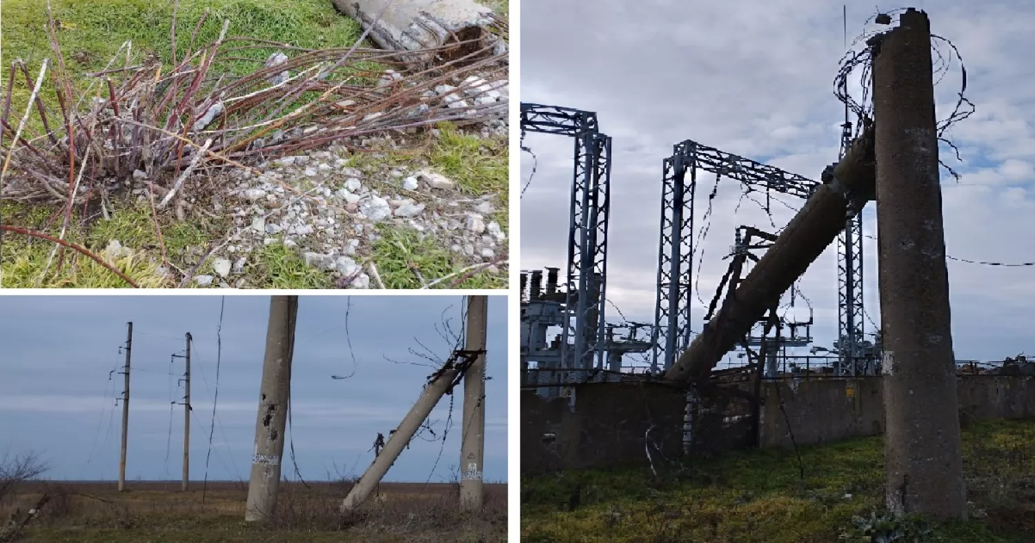 Зруйновані електромережі. Фото: «Херсонобленерго»