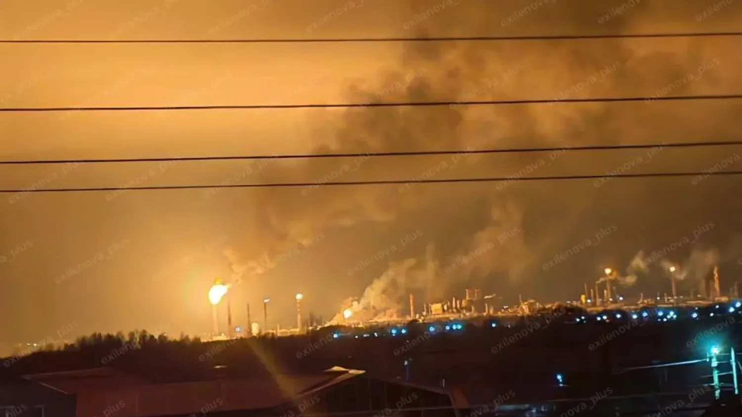 Пожежа після атаки на НПЗ у місті Кстово. Ілюстративне фото, узяте з соцмереж