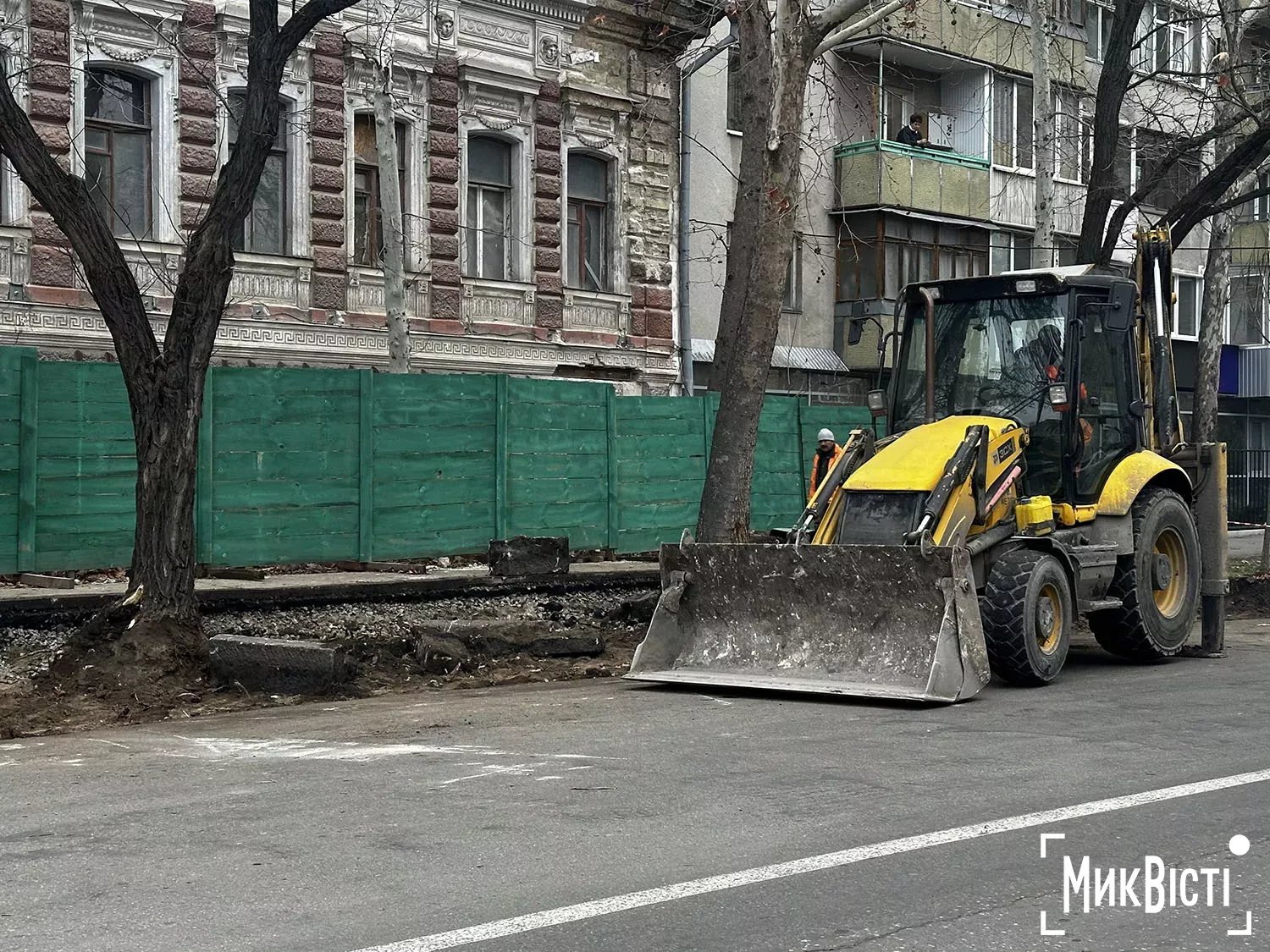 Пірядник пошкодив коріння дерев біля Дому Юріцина, фото НикВести