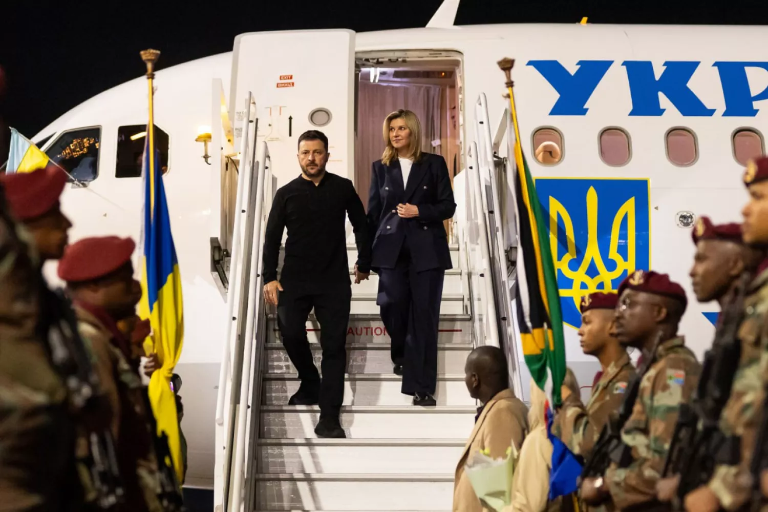 Президент України Володимир Зеленський та Перша леді Олена Зеленська прибули до ПАР. Фото: Володимир Зеленський