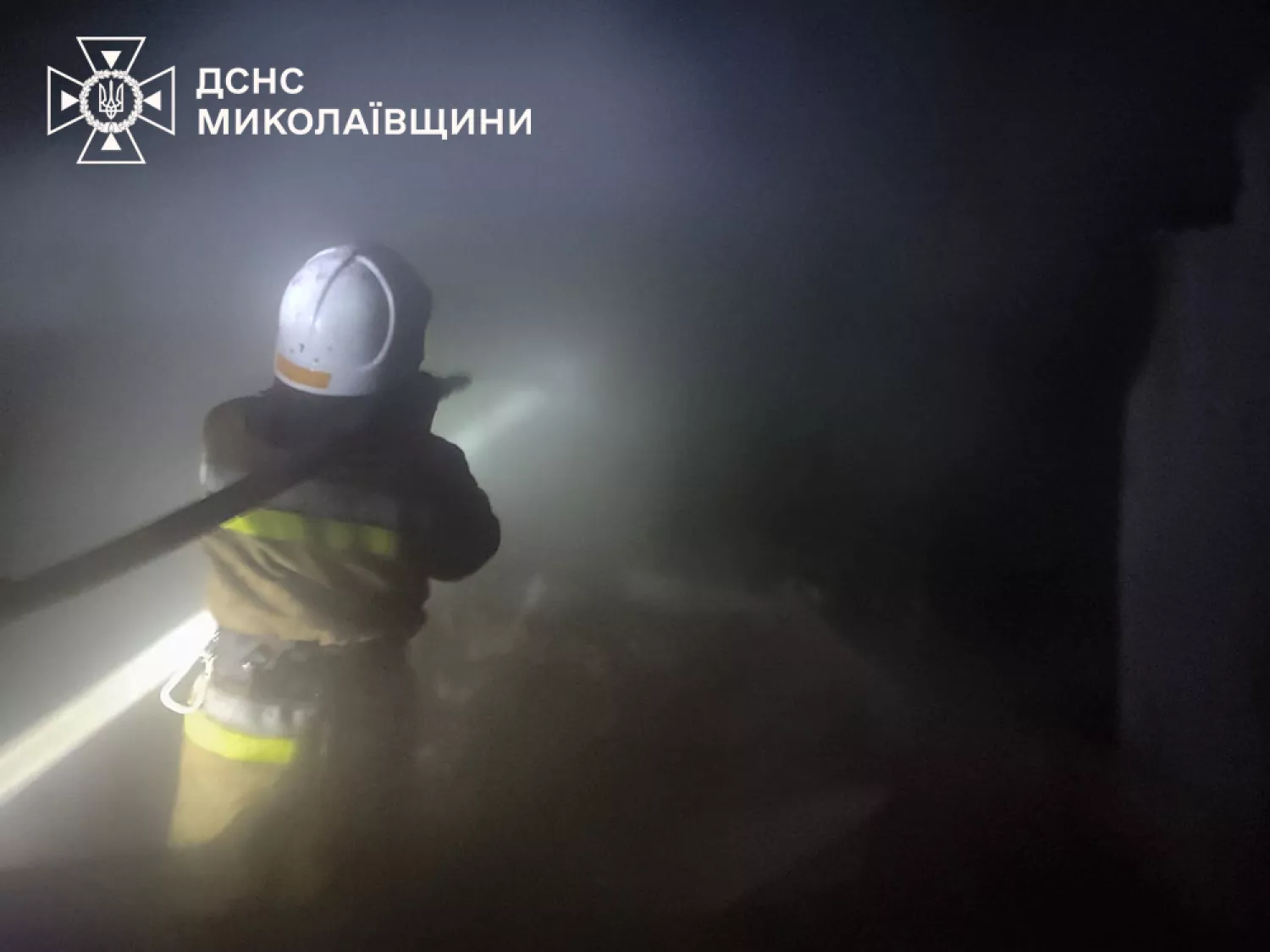 Рятувальники під час гасіння пожежі. Фото: ДСНС Миколаївщини