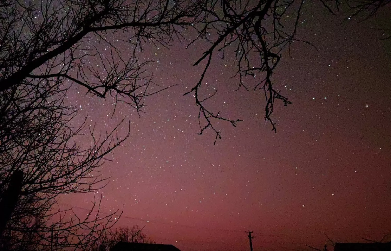 Увечері над Миколаївщиною спостерігали північне сяйво. Фото: Мар’яна Лебедєва