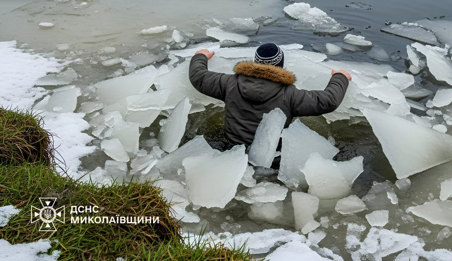 У Миколаєві двоє хлопців провалилися під лід на лимані. Фото: ДСНС