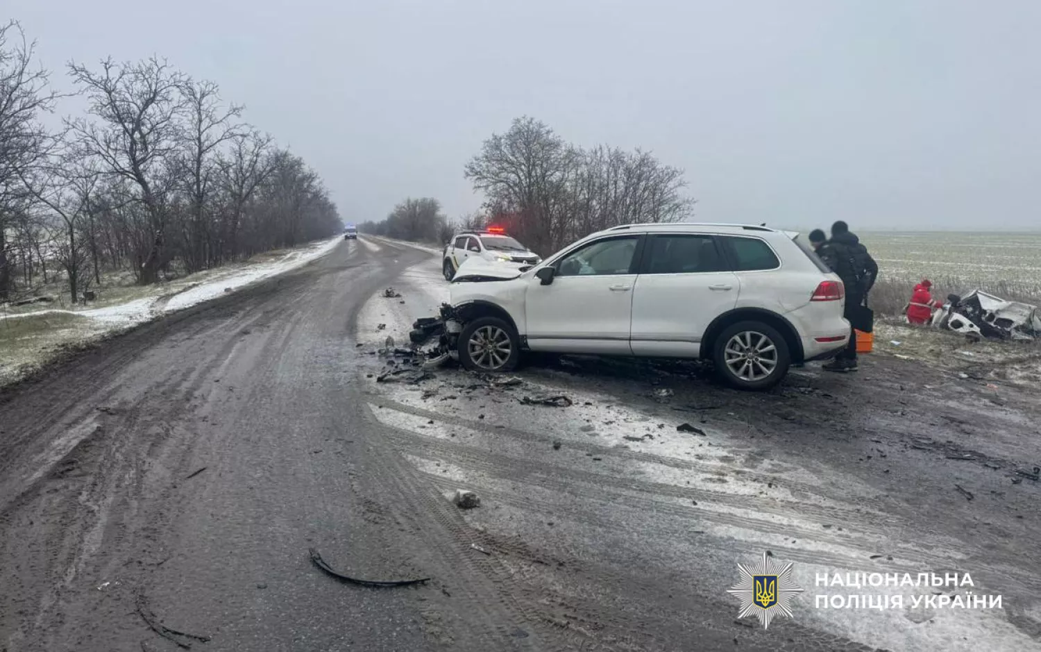 Дві автівки зіткнулися на трасі Одеса-Рені. Фото: поліція Одещини