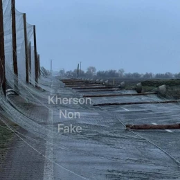 Антидронові сітки по трасі М-14. Фото: ХЕРСОН: Non Fake