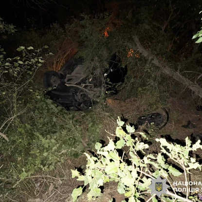 Смертельна ДТП на Миколаївщині: водій загинув, пасажира госпіталізували. Фото: Нацполіція