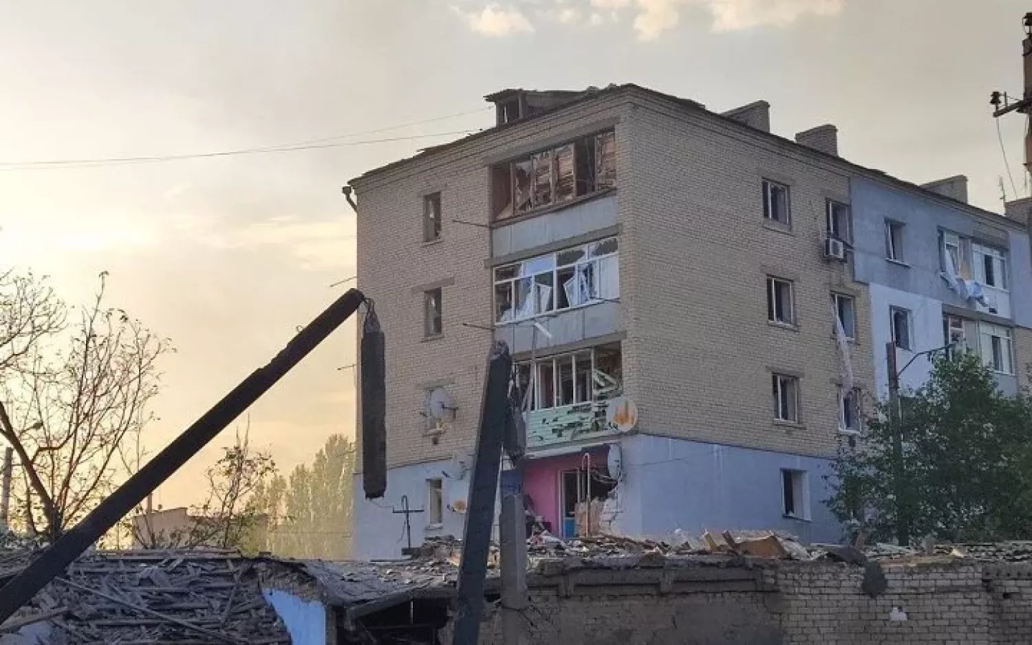 Наслідки обстрілів Берислава. Архівне фото: Херсонська ОВА