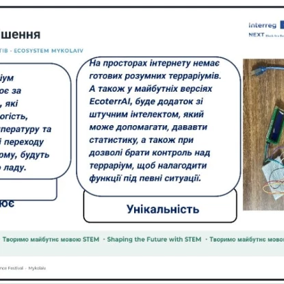 Проєкт розумного тераріуму, який представи Демян. Скриншот з презентації