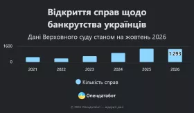 Відкриття справ щодо банкрутства українців. Інфографіка: Опендатабот