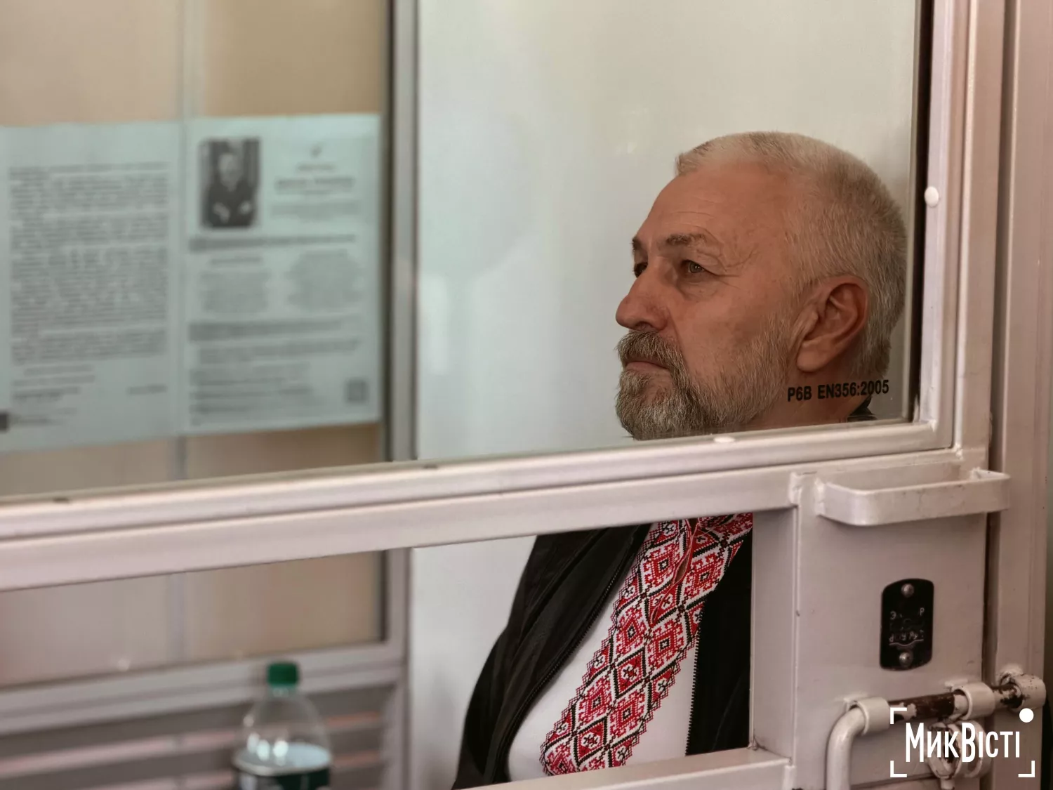 Староста села Плющівка Віктор Прокопчук на підготовчому засіданні у суді Нової Одеси. Фото: МикВісті