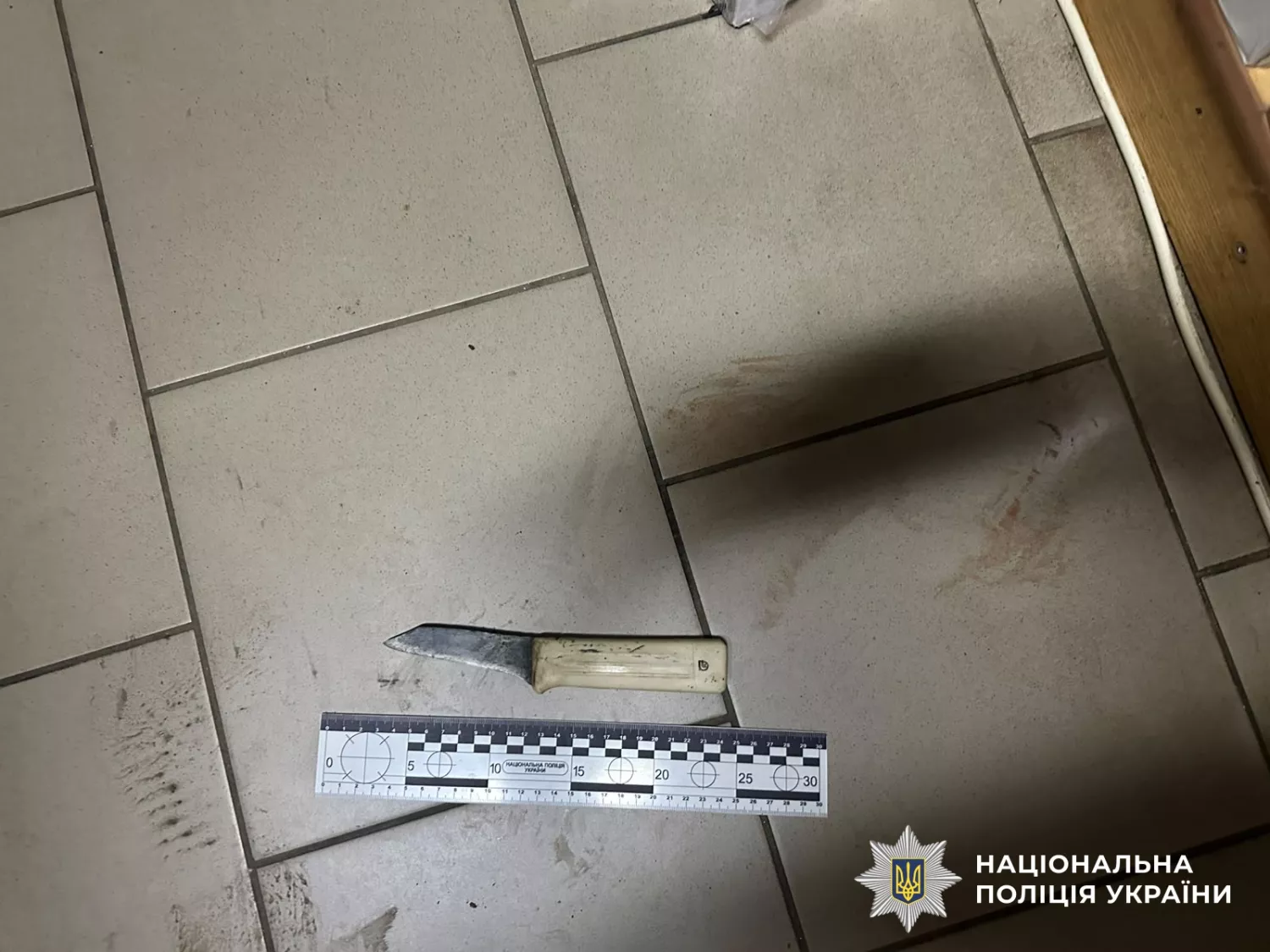 Слідчі дії у справі нападу з ножем в Очакові. Фото: Нацполіція