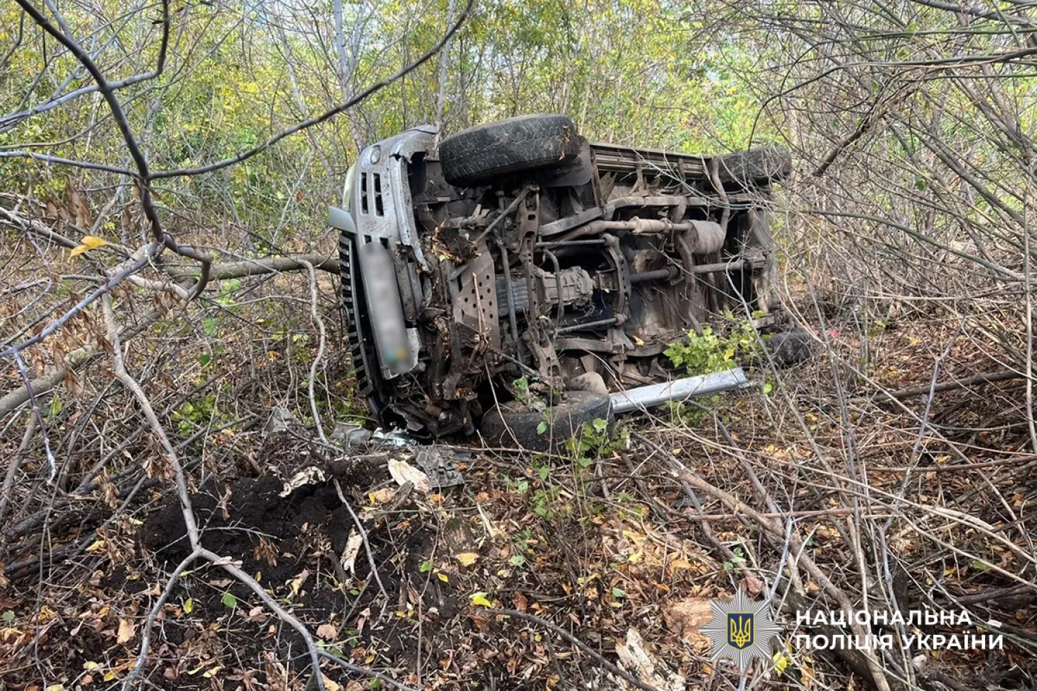 У Баштанському районі перекинувся кросовер. Фото: Нацполіція