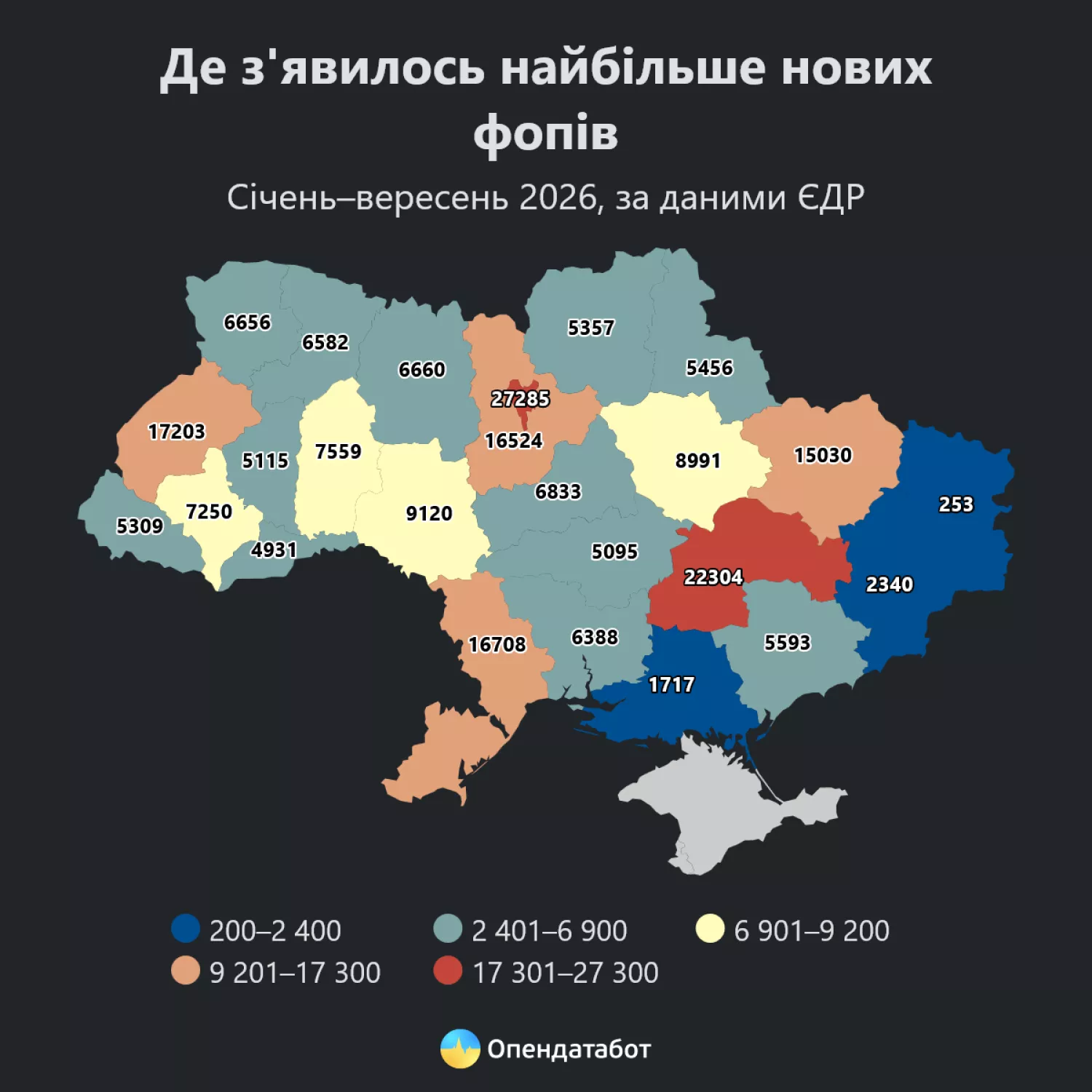 Де з'явилось найбільше нових фопів. Інфографіка: Опендатабот