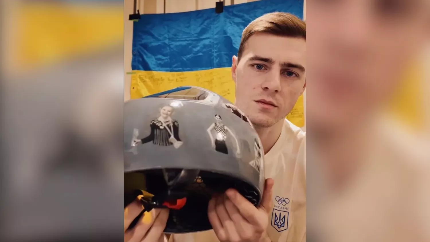 МОК заборонив українському спортсмену Гераскевичу виступати на Олімпіаді в шоломі з фото загиблих атлетів. Скриншот hromadske