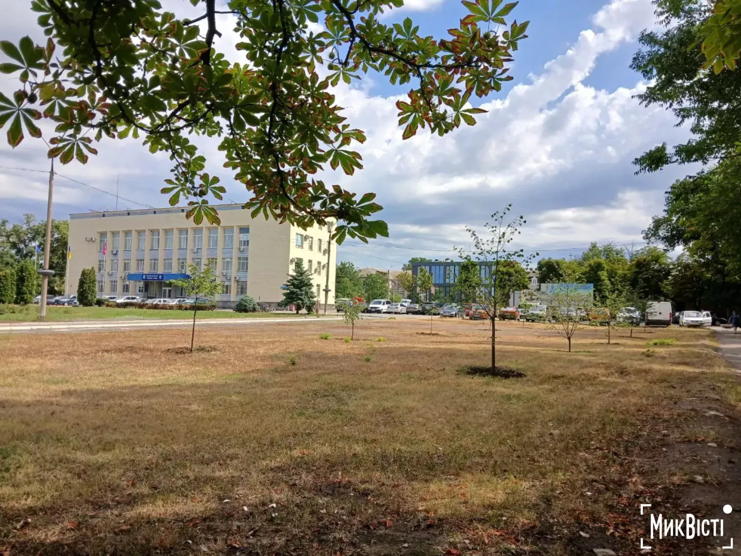 Алея пам‘яті, де хочуть побудувати Центр ментального здоров‘я, знаходиться перед будівлею міськради Вознесенська, фото НикВести