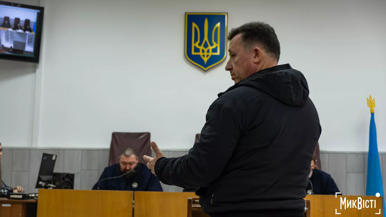 Сергій Бичков, мер Очакова на допиті 12 лютого. Фото: Аліса Мелік-Адамян, МикВісті