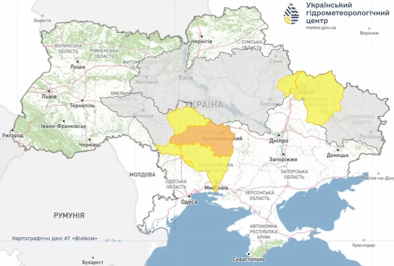 Синоптики попереджають про можливі підтоплення на Миколаївщині 19&ndash;20 лютого. Фото: Український гідрометцентр