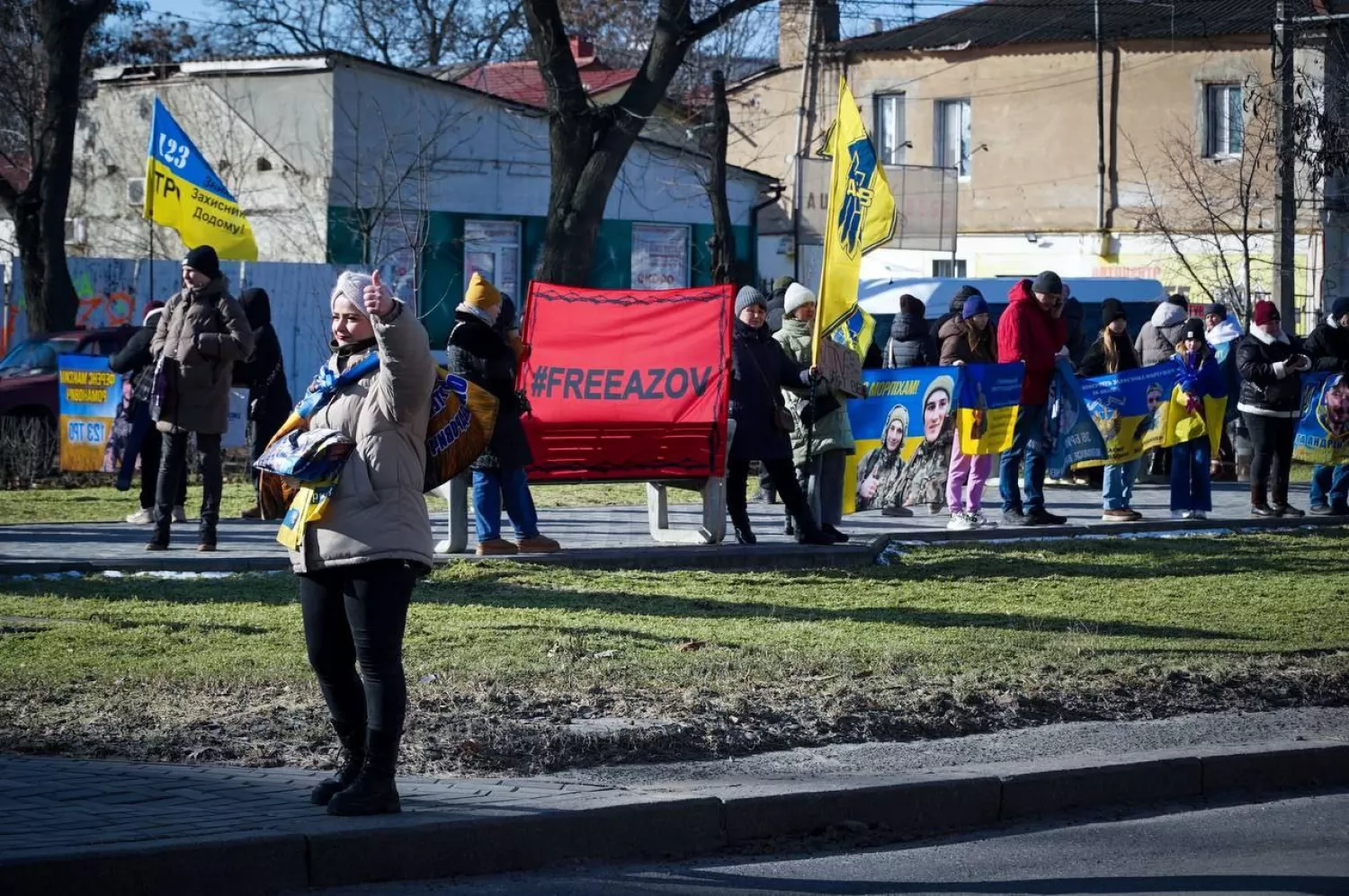 У Миколаєві 22 лютого пройшла акція-нагадування щодо військовополонених. Фото: телеграм-канал Сєнкевич Online