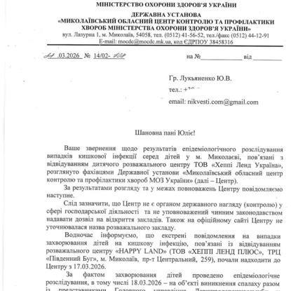 Відповідь на запит «NikVesti» щодо перевірки у Happy Land