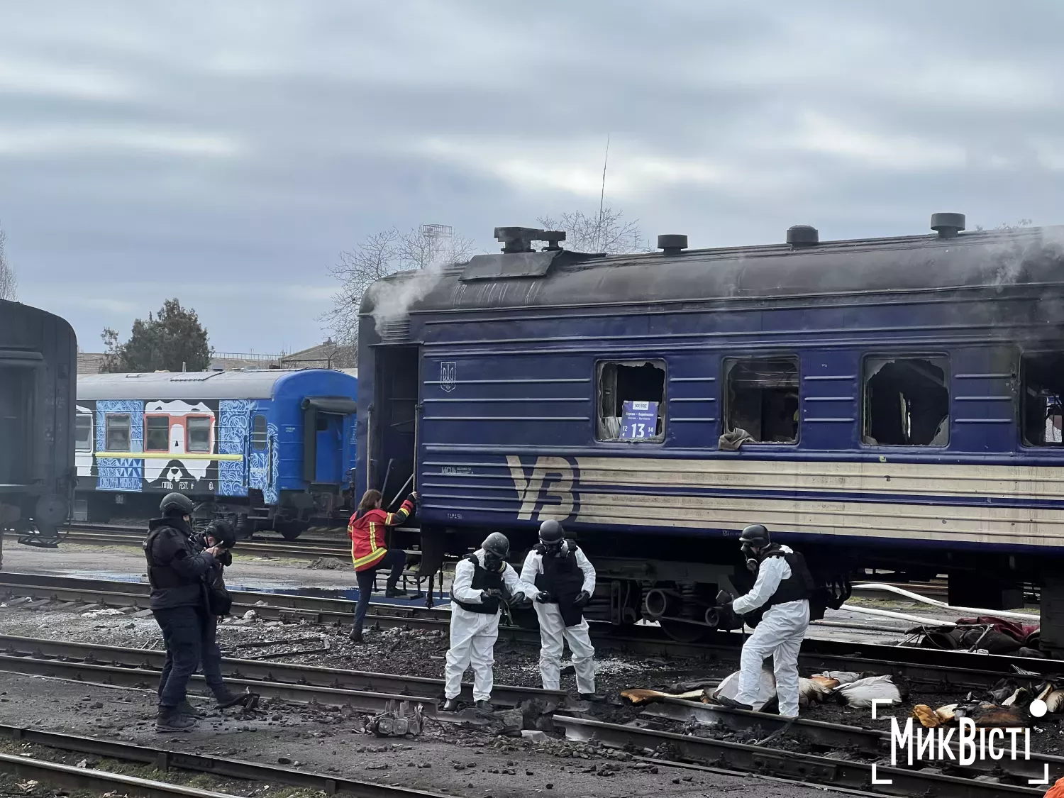 Атака на дронів на потяг у Миколаєві 4 березня. Фото: МикВісті