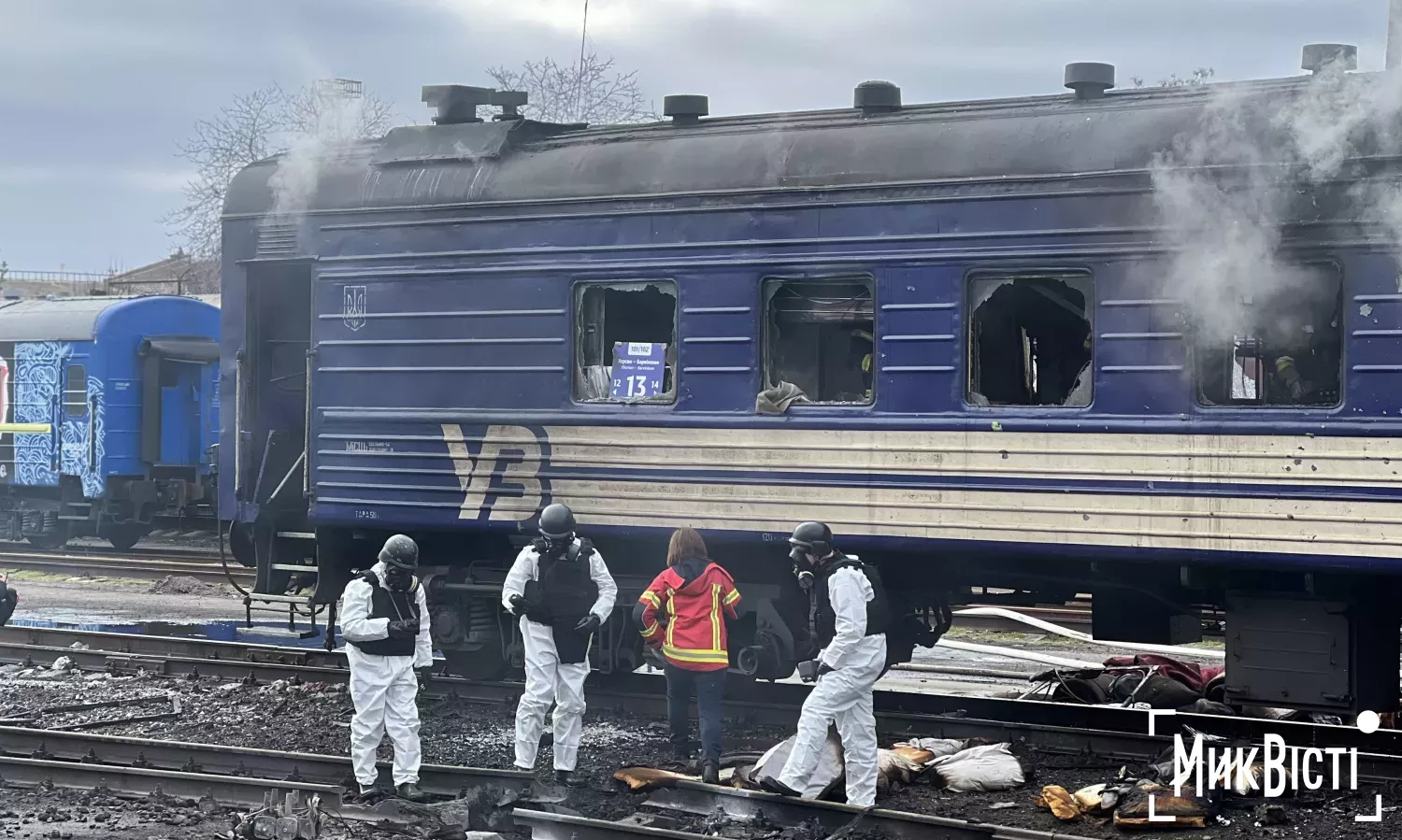 Атака на дронів на потяг у Миколаєві 4 березня. Фото: МикВісті