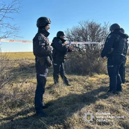 У Миколаївському районі знищили бойову частину ворожого дрона. Фото: Головне управління поліції Миколаївської області