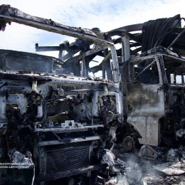Пожежа на АЗС внаслідок атаки. Фото: голова Дніпропетровської ОВА