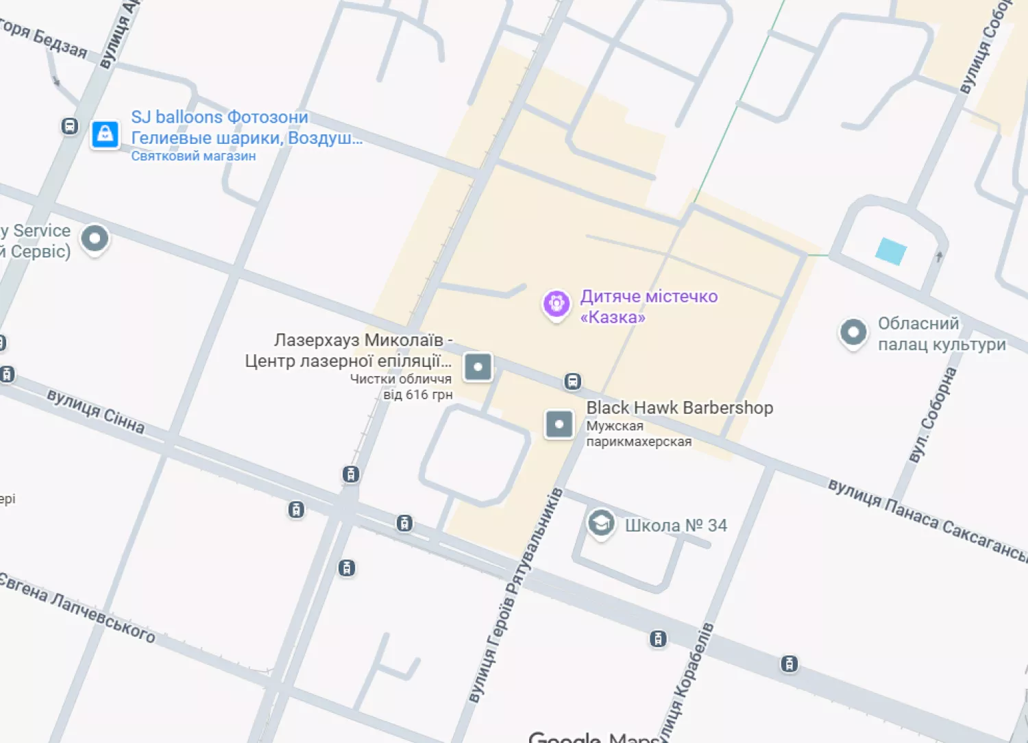 Дитяче містечко «Казка». Скриншот карти