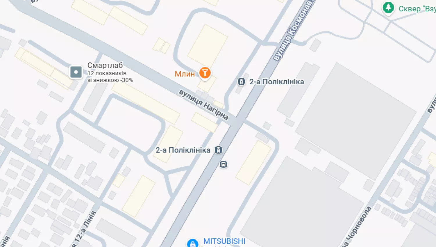 Ділянка, де заборонять зупинку. Скриншот карти