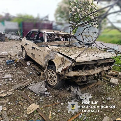 Наслідки атаки по Миколаївщині 10 травня. Фото: ГУНП Миколаївщини