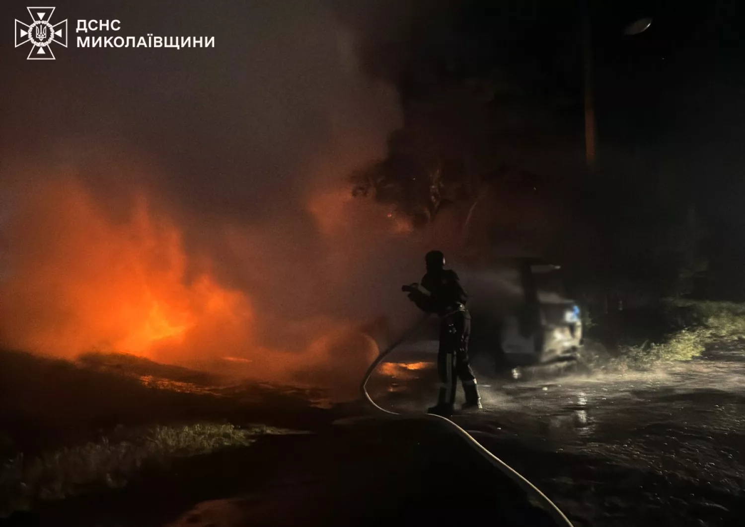 Ліквідація пожежі у Миколаївській області. Фото: ДСНС