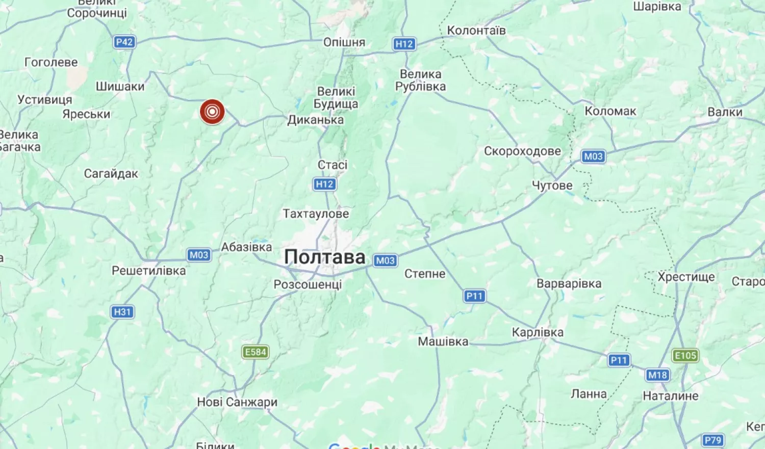 Землктрус в полтавській області. Фото з сайту Головного центру спеціального контролю.