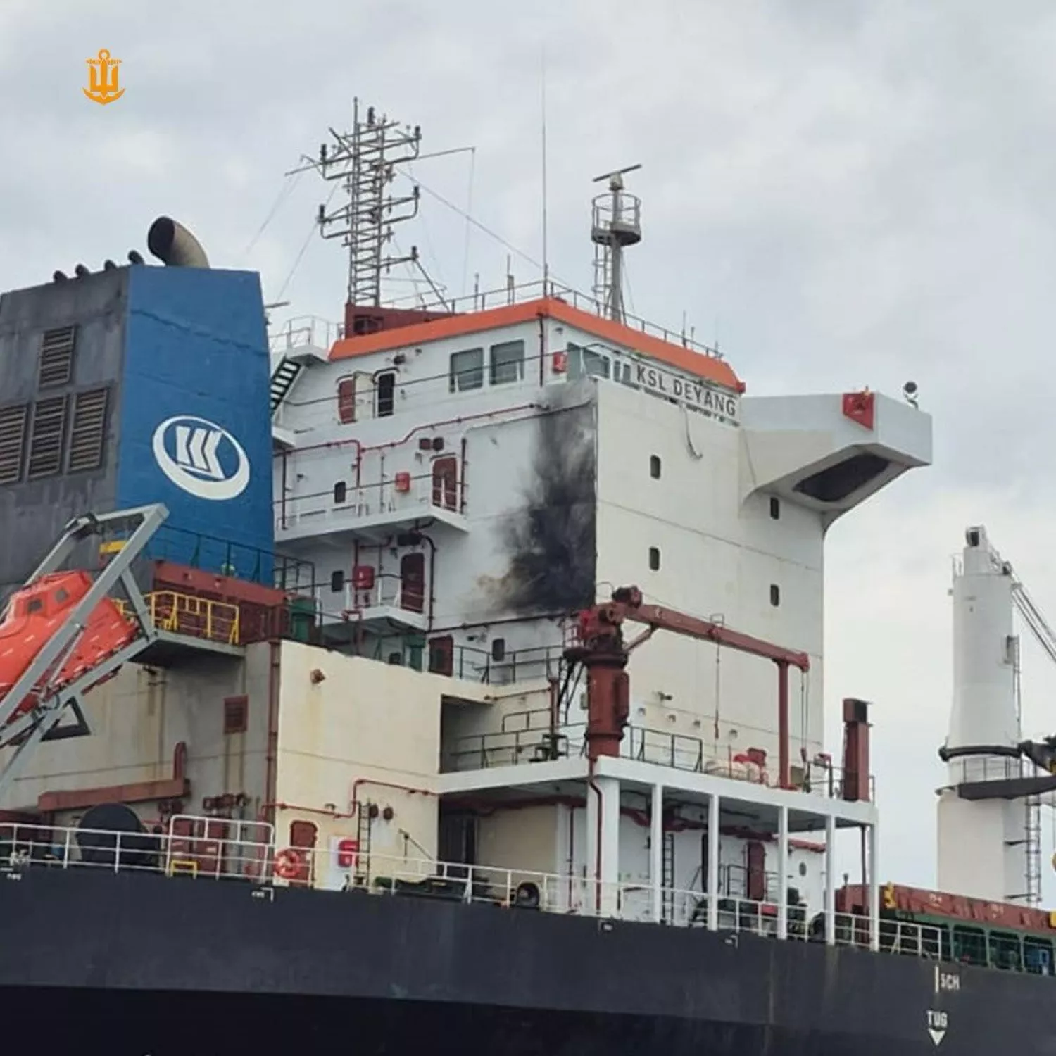 Російський дрон вдарив по судну китайському судну біля Одещини. Фото: ВМС ЗС України