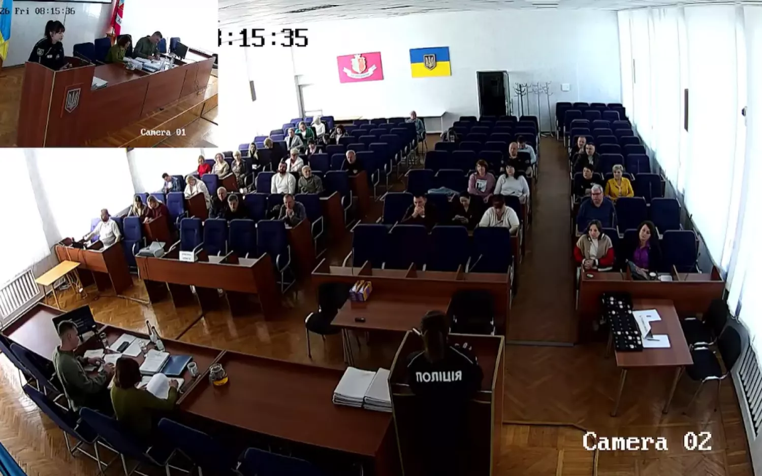Виступ представників поліції на сесії Вознесенської міськради. Скриншот трансляції