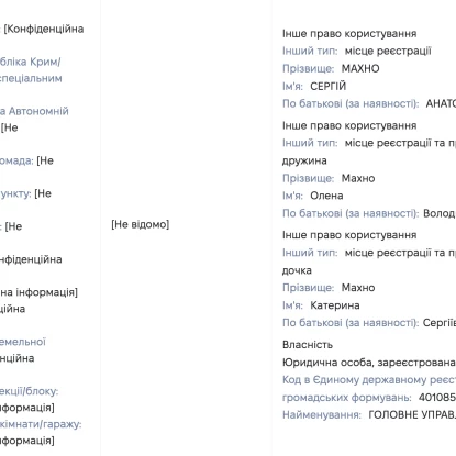 Скриншот з реєстру декларацій НАЗК