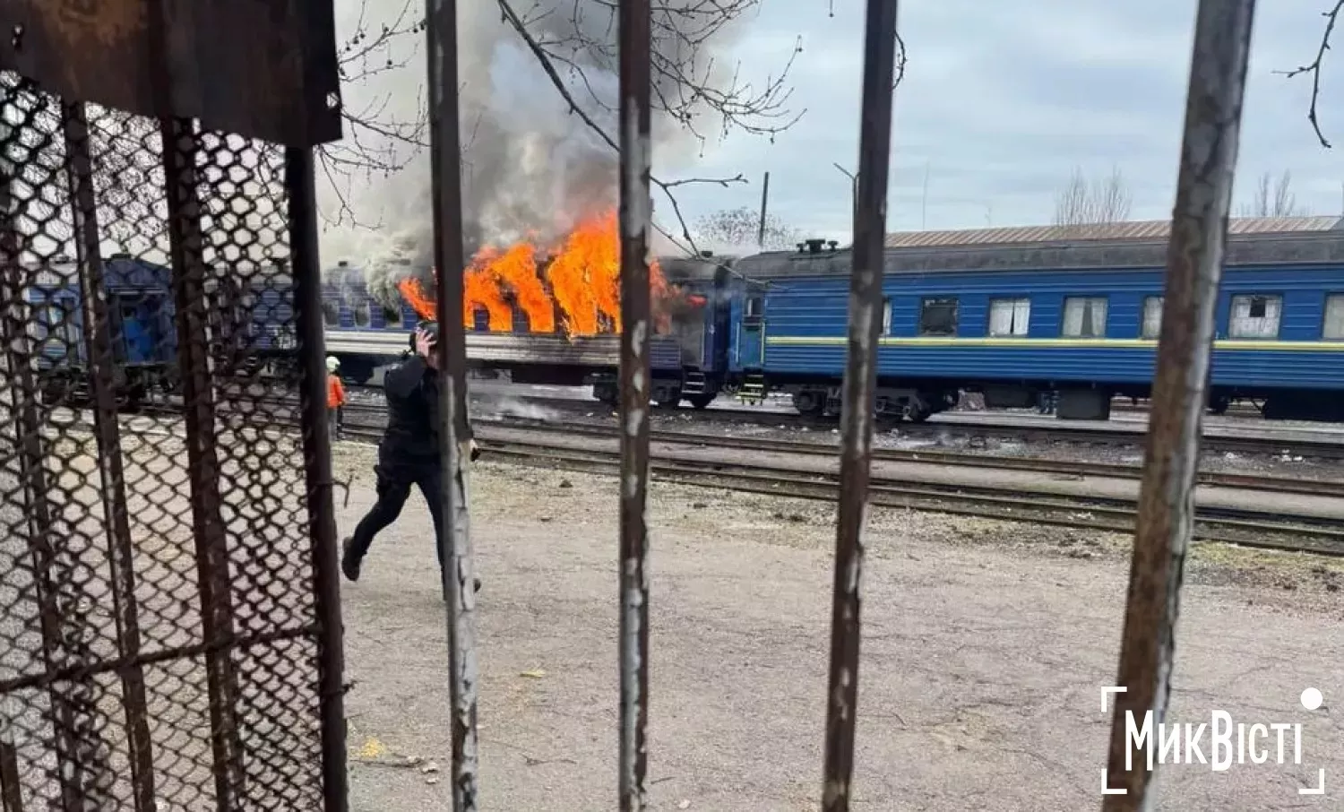 Атака на дронів на потяг у Миколаєві 4 березня. Фото: МикВісті