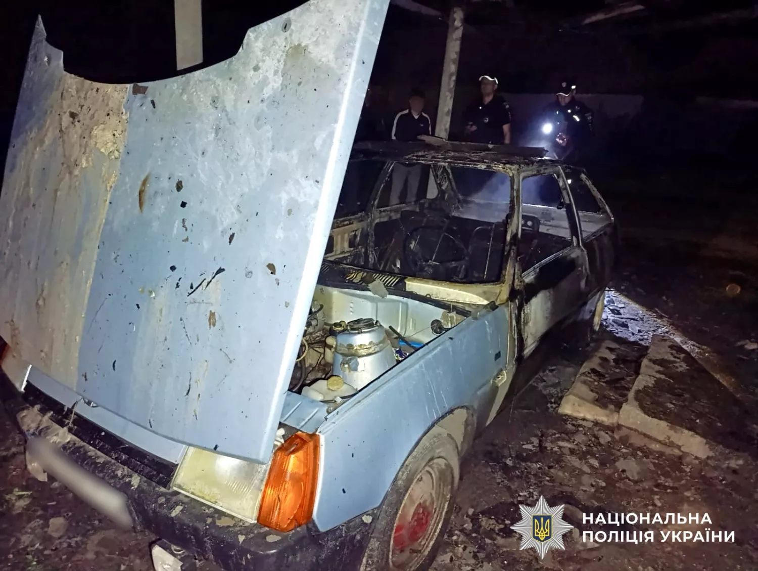 Жителя Первомайщини підозрюють у підпалі сусідського автомобіля. Фото: Нацполіція