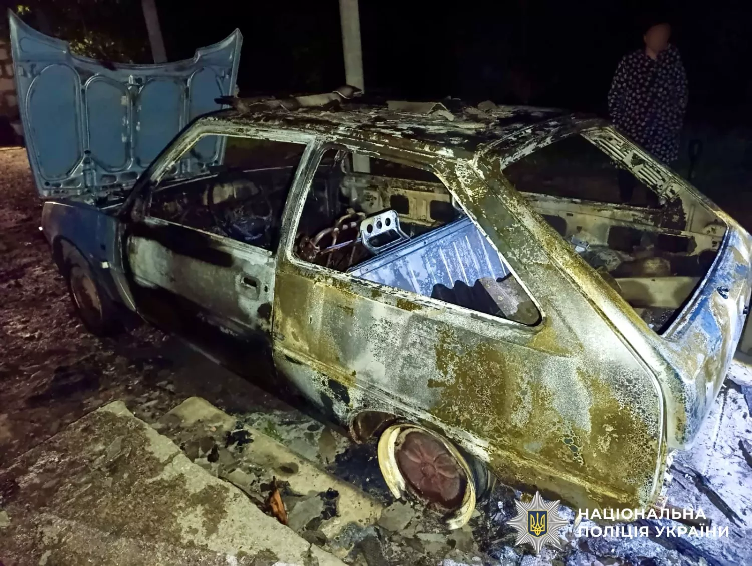 Жителя Первомайщини підозрюють у підпалі сусідського автомобіля. Фото: Нацполіція