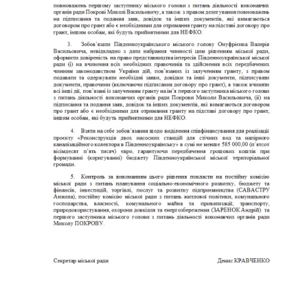 Проєкт рішення щодо залучення гранту від 15 червня. Скриншот