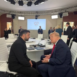 Володимир Зеленський та Дональд Трамп на G7. Фото: Офіс президента України