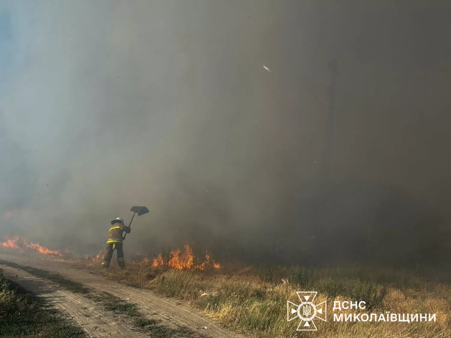 Вогнеборці ліквідовують пожежу. Фото: ДСНС Миколаївщини