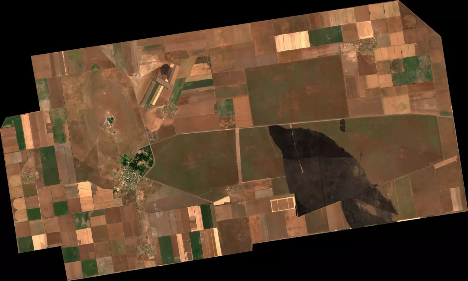 Супутниковий знімок Sentinel-2 із зафіксованими наслідками пожежі в заповіднику &laquo;Асканія-Нова&raquo; від 29 червня 2026 року