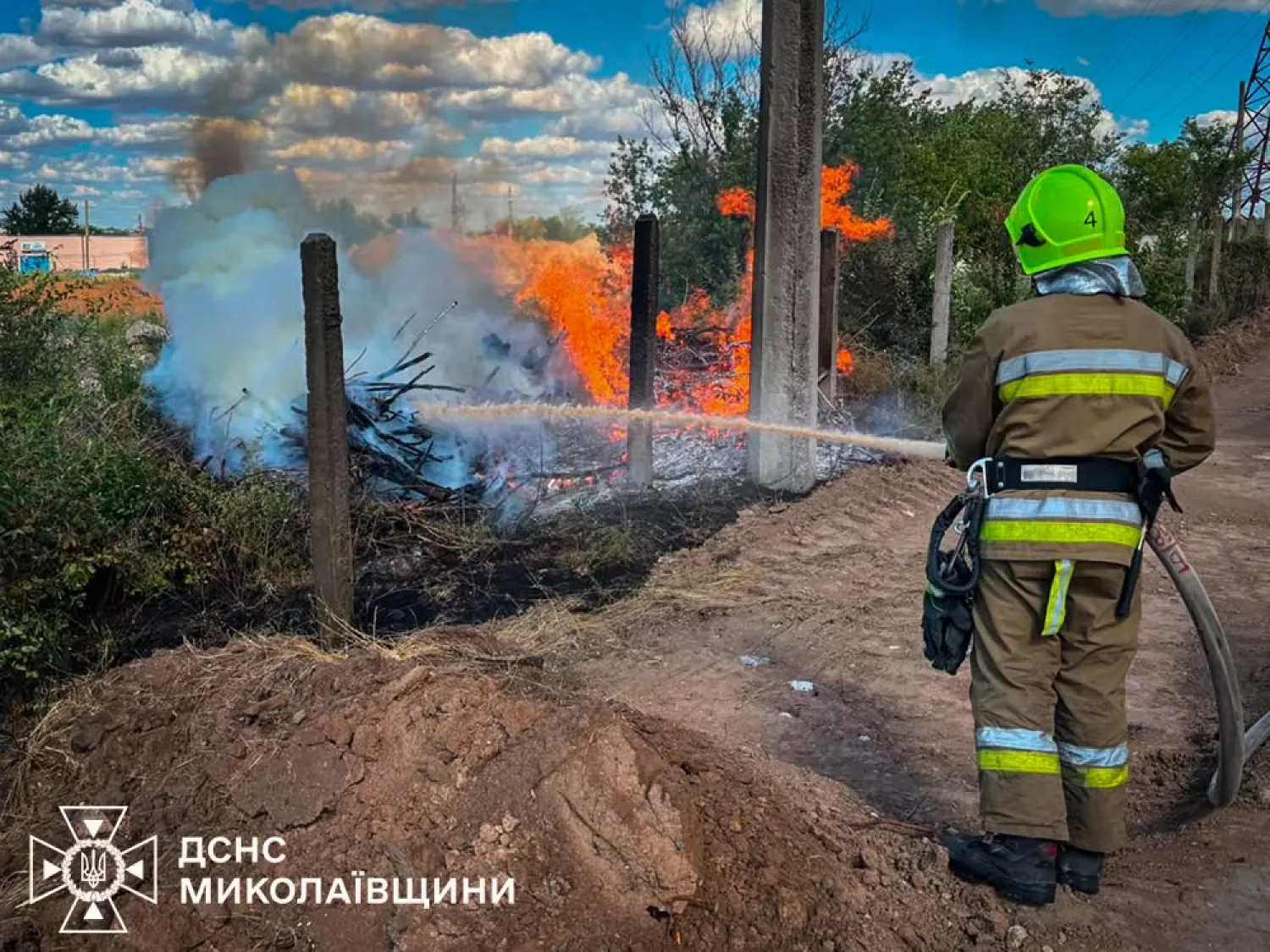 Ліквідація пожежі на Миколаївщині 12 липня. Фото: ДСНС
