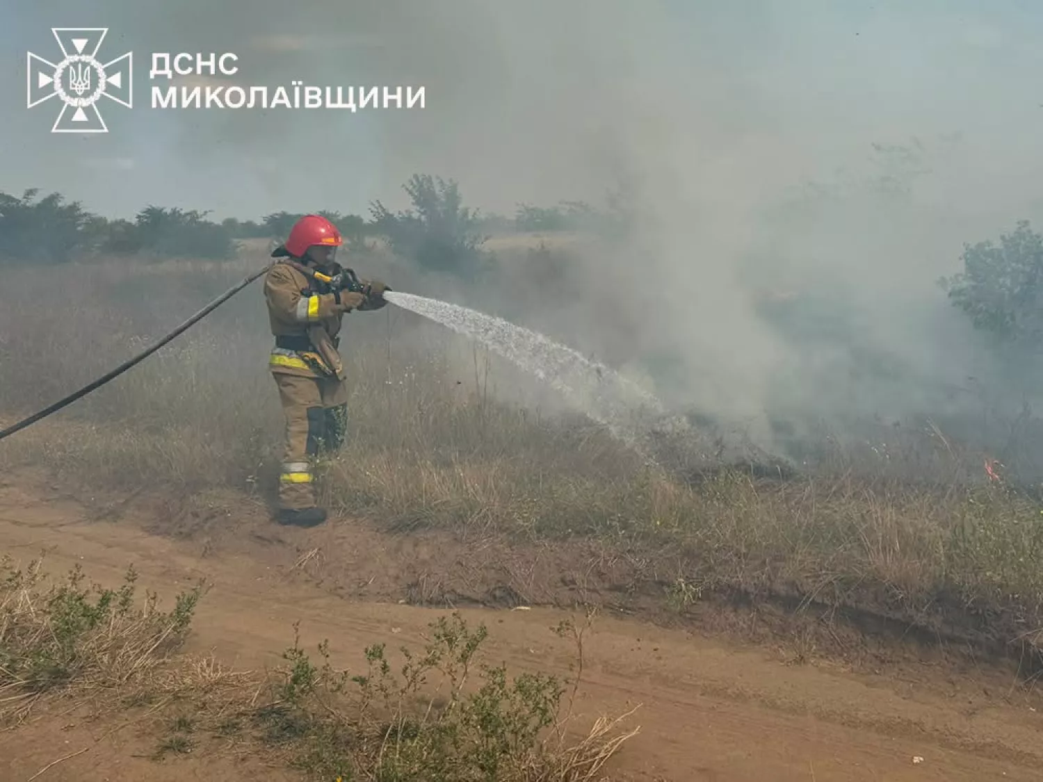 Ліквідація пожежі в Миколаївській області. Фото: ДСНС Миколаївщини