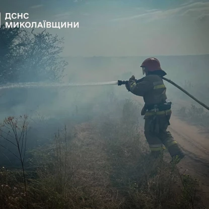 Ліквідація пожежі в Миколаївській області. Фото: ДСНС Миколаївщини