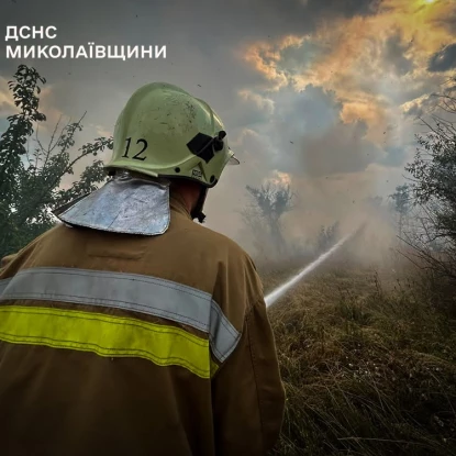 Ліквідація пожежі в Миколаївській області. Фото: ДСНС Миколаївщини