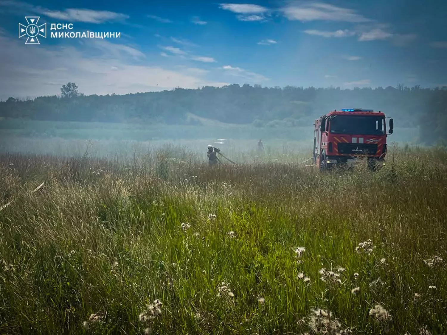 Ліквідація пожежі в Миколаївській області. Фото: ДСНС Миколаївщини