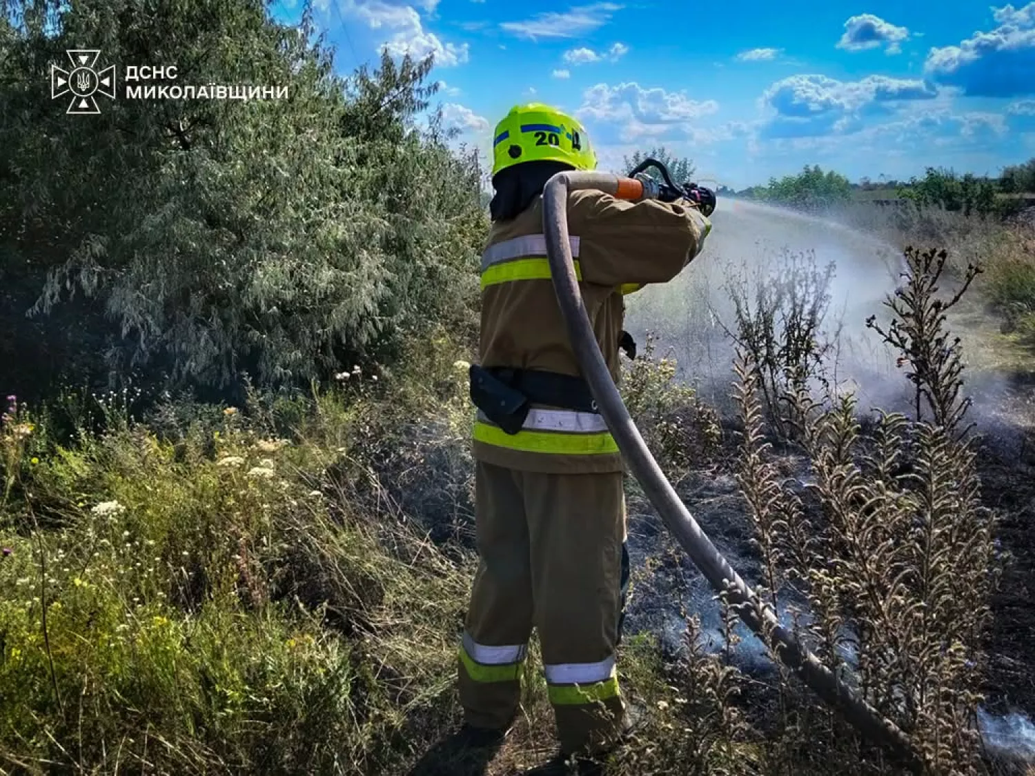Ліквідація пожежі в Миколаївській області. Фото: ДСНС Миколаївщини