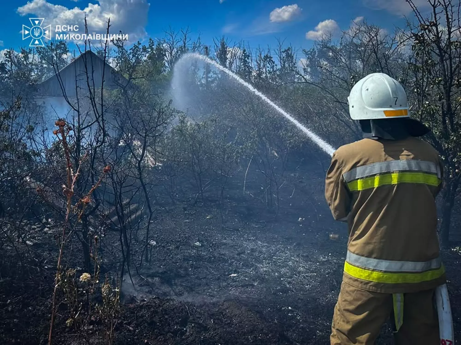Ліквідація пожежі в Миколаївській області. Фото: ДСНС Миколаївщини