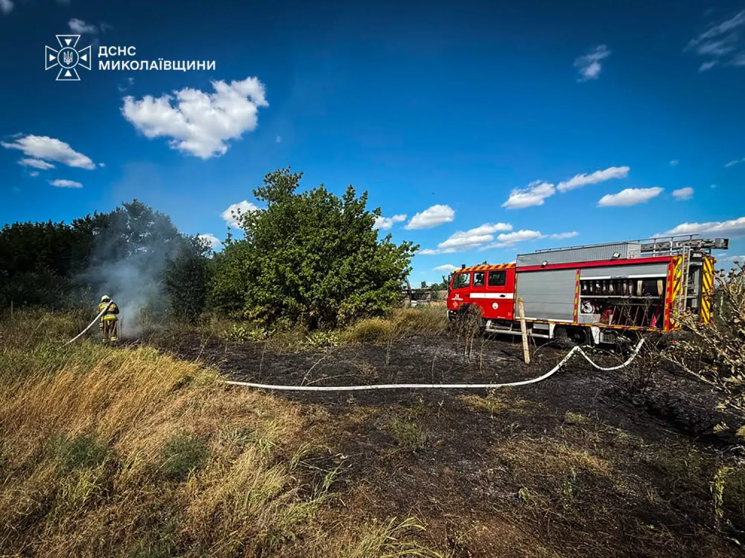 Ліквідація пожежі в Миколаївській області. Фото: ДСНС Миколаївщини